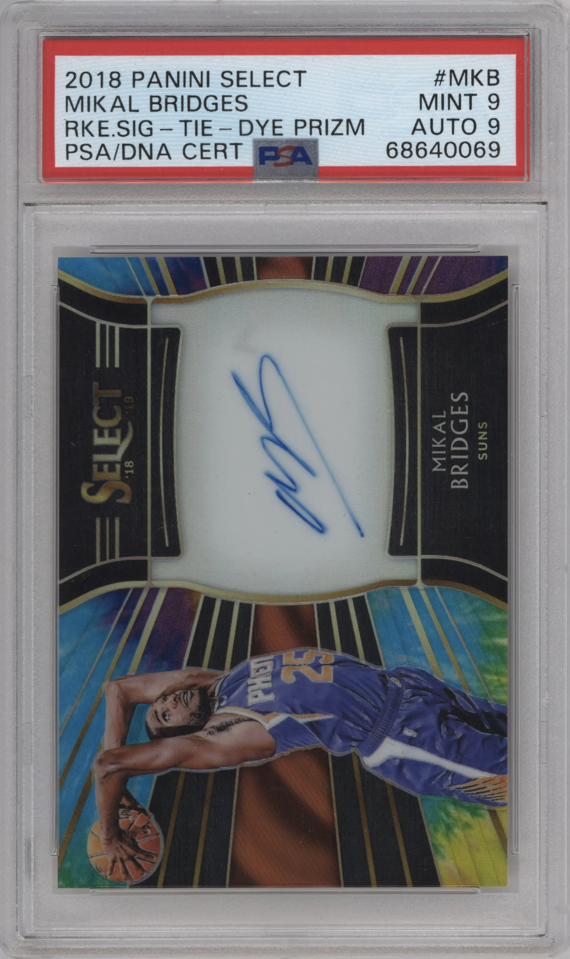 2018 Panini Select Rke.Sig. Mikal Bridges Tie-Dye #RS-MKB PSA 9