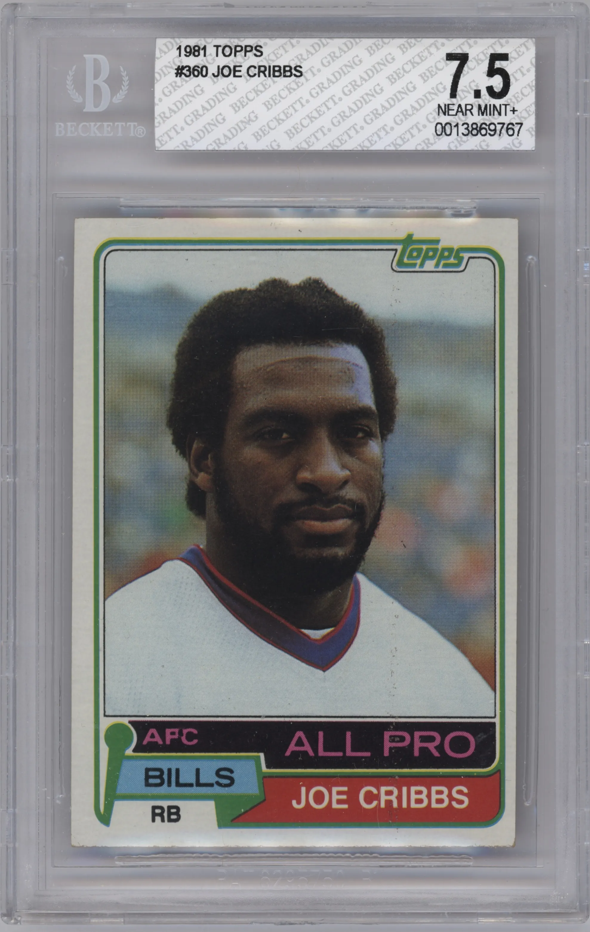 1981 Topps Joe Cribbs BGS 7.5