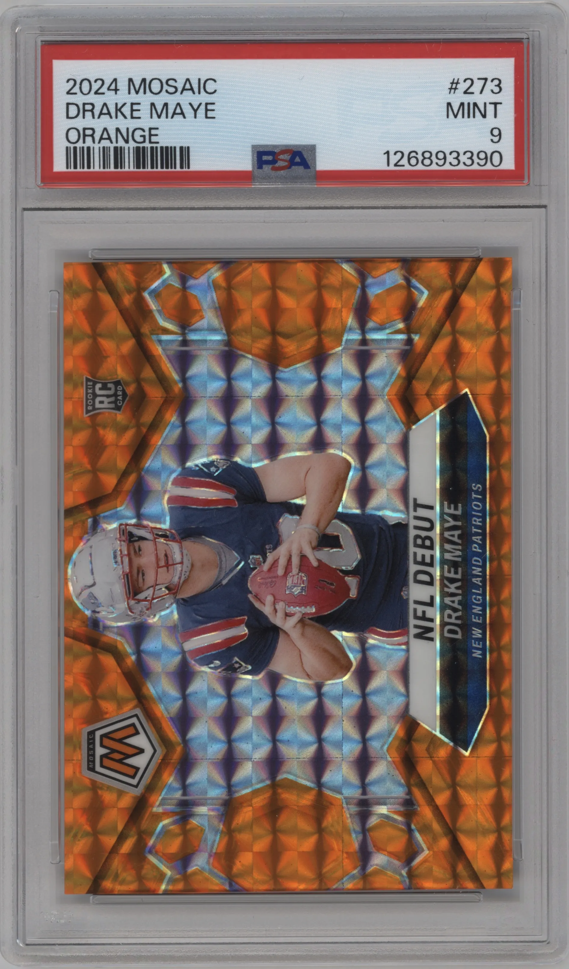 2024 Panini Mosaic Drake Maye Orange #273 PSA 9
