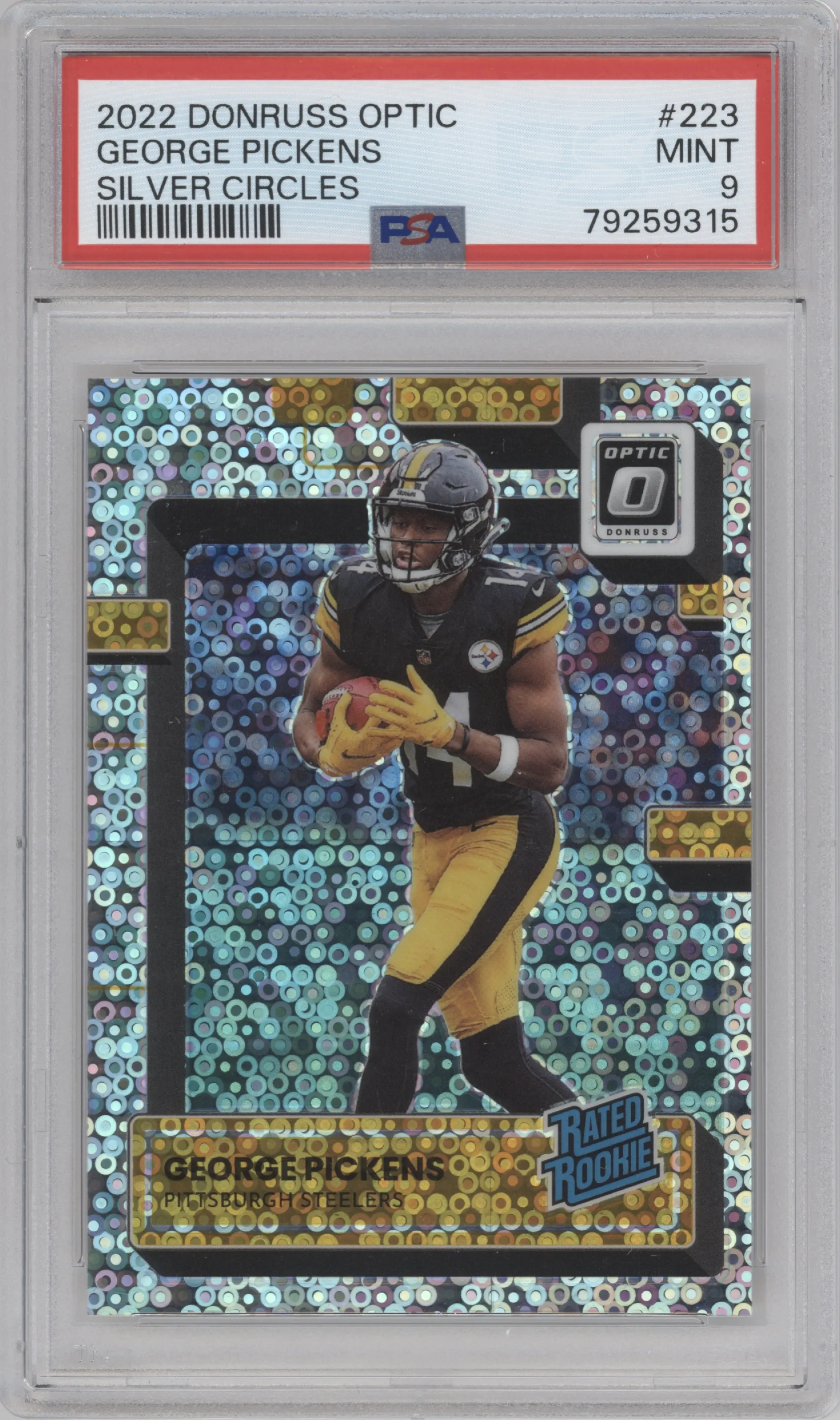 2022 Panini Donruss Optic Rated Rookie George Pickens Silver Circles #223 PSA 9