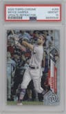 Bryce Harper from the 2020 Topps Chrome Update    set featuring a Refractor  parallel graded by PSA and given an overall grade of 10.