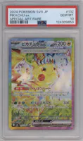 Pikachu ex from the 2024 Pokemon SV JPN set graded by PSA and given an overall grade of 10.