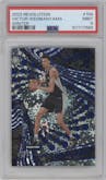 Victor Wembanyama from the 2023-24 Panini Revolution set featuring a Winter parallel graded by PSA and given an overall grade of 9.