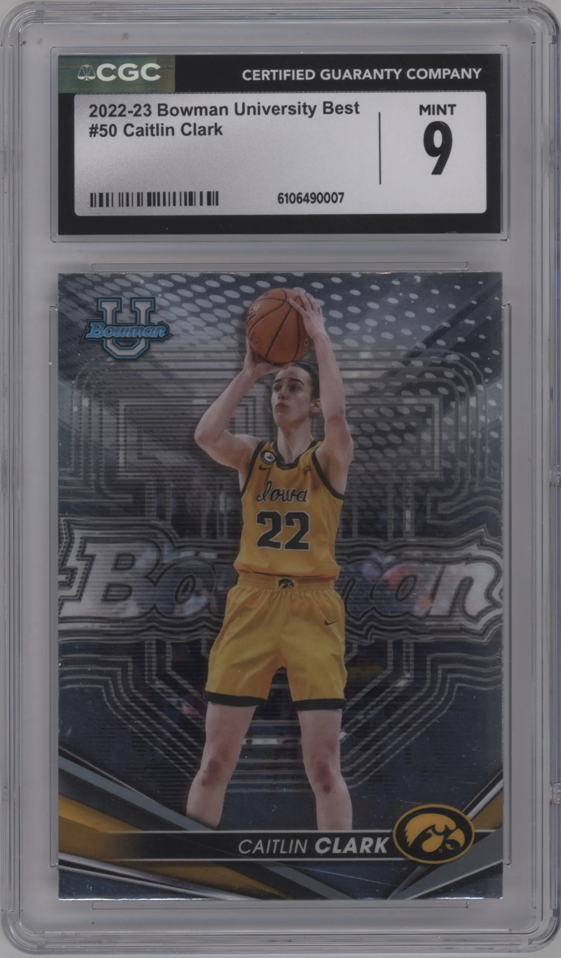 2022 Bowman University Best Caitlin Clark CGC 9