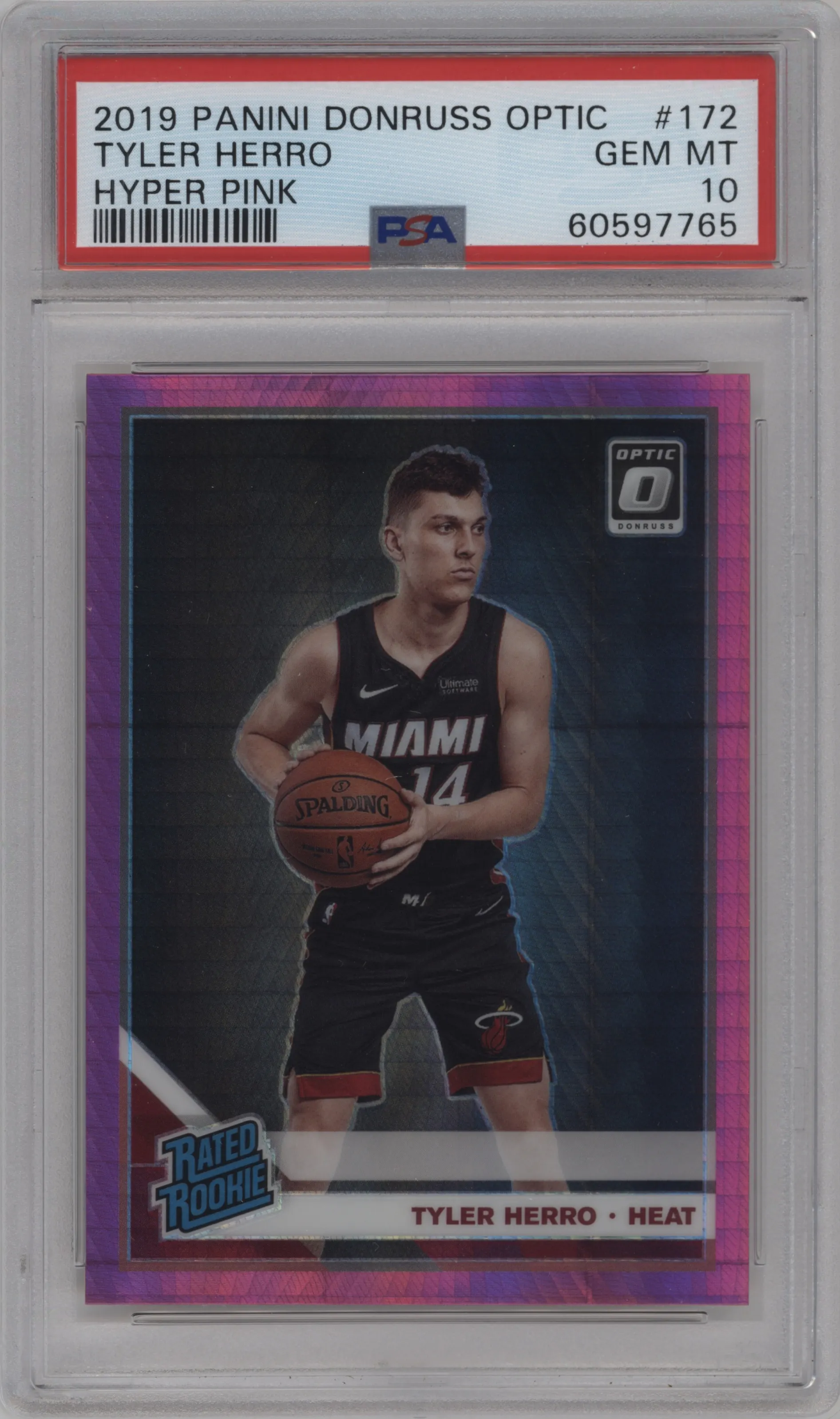 2019 Panini Donruss Optic Rated Rookie Tyler Herro Hyper Pink PSA 10