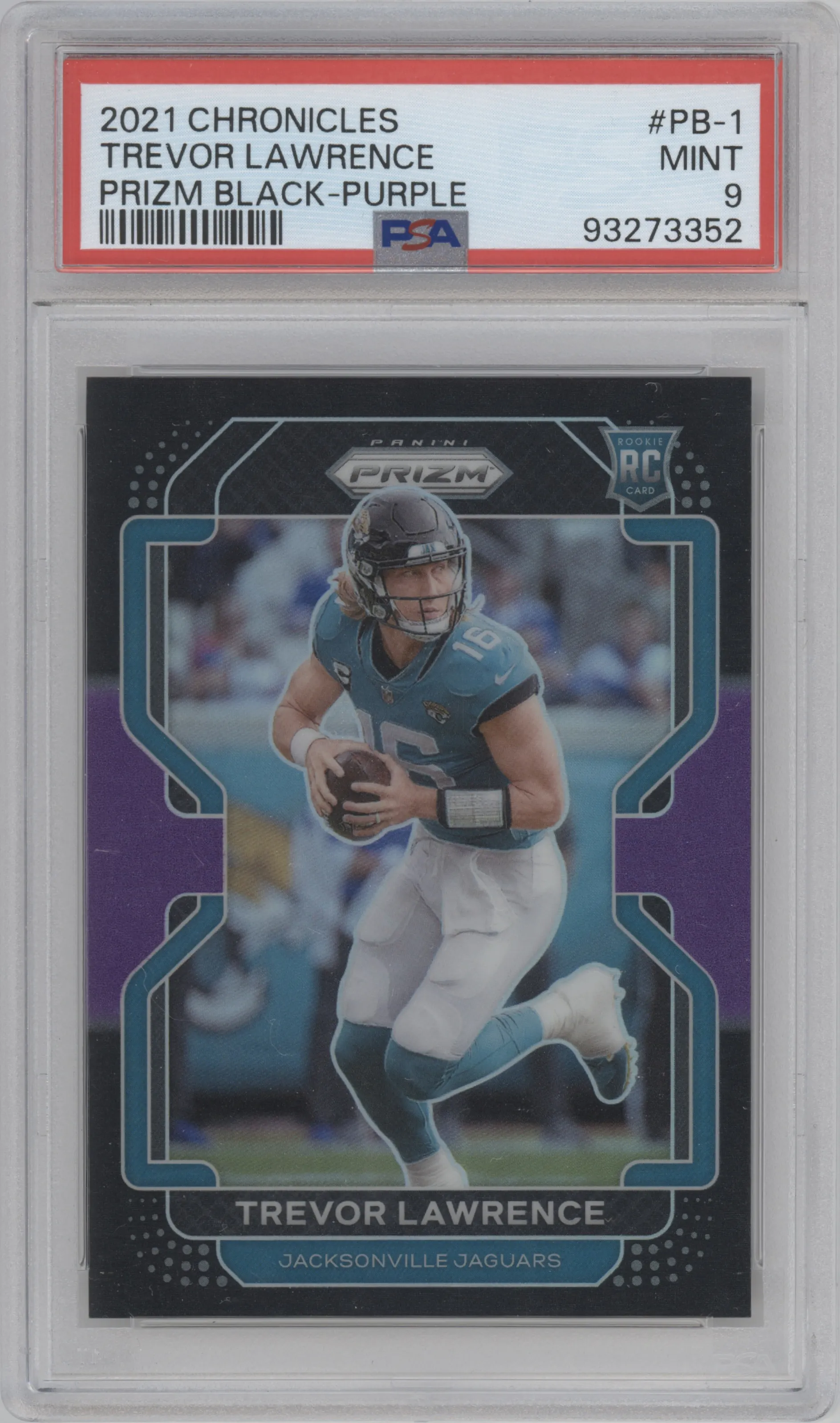 2021 Panini Chronicles Prizm Black Trevor Lawrence Purple #PB-1 PSA 9