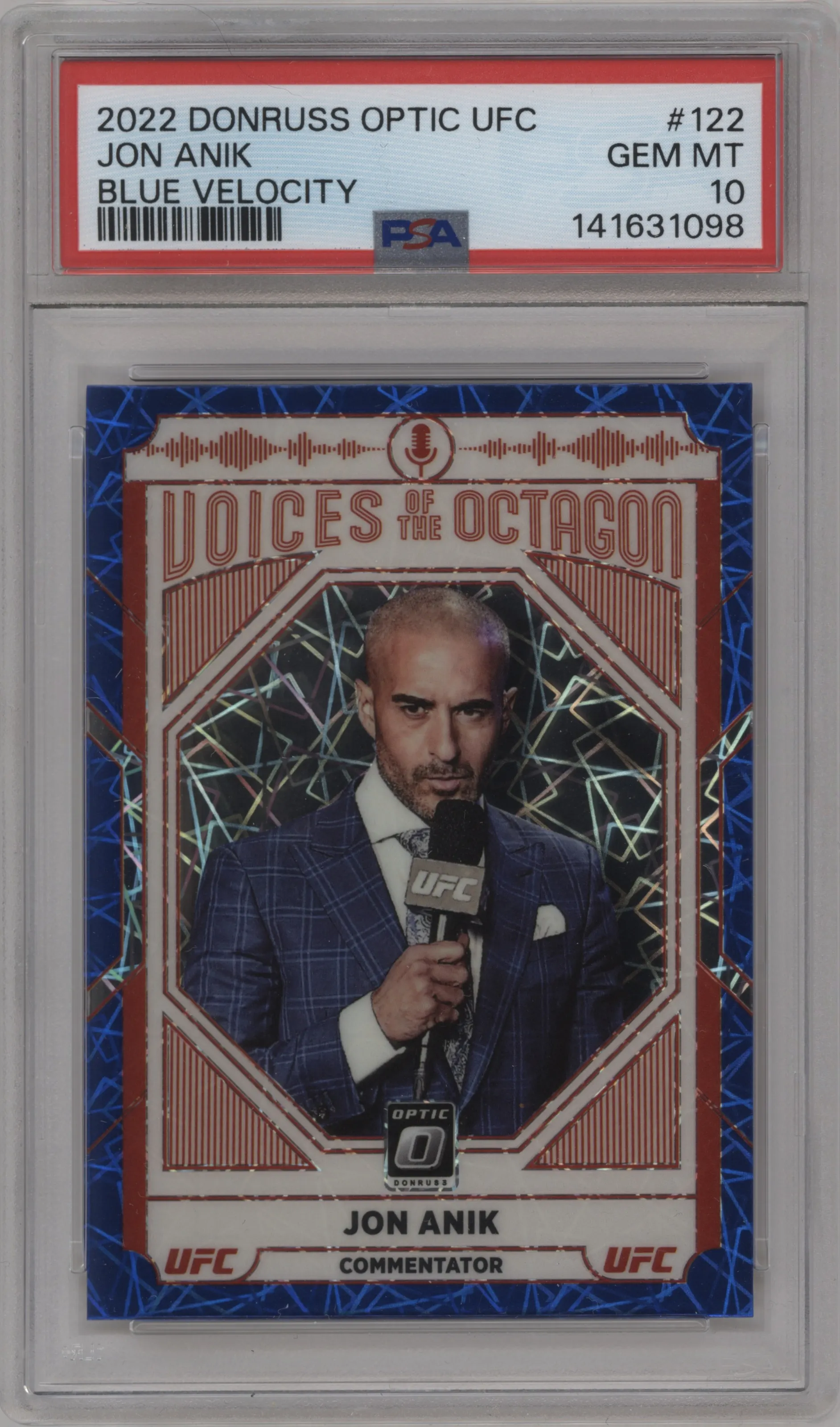 2022 Donruss Optic UFC Voices of the Octagon Jon Anik Blue Velocity #122 PSA 10