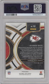 Rashee Rice from the 2023 Panini Select set featuring a Dragon Scale parallel graded by PSA and given an overall grade of 10.