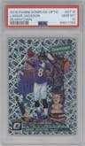 Lamar Jackson from the 2018 Panini Donruss Optic set graded by PSA and given an overall grade of 10.