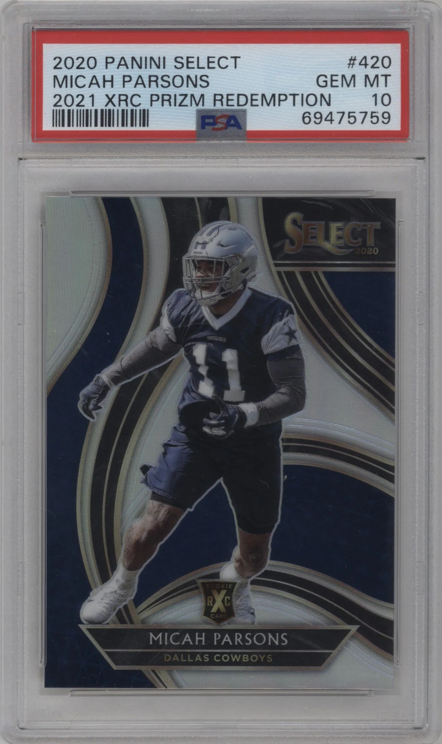 2020 Panini Select 2021 XRC Redemption Micah Parsons PSA 10