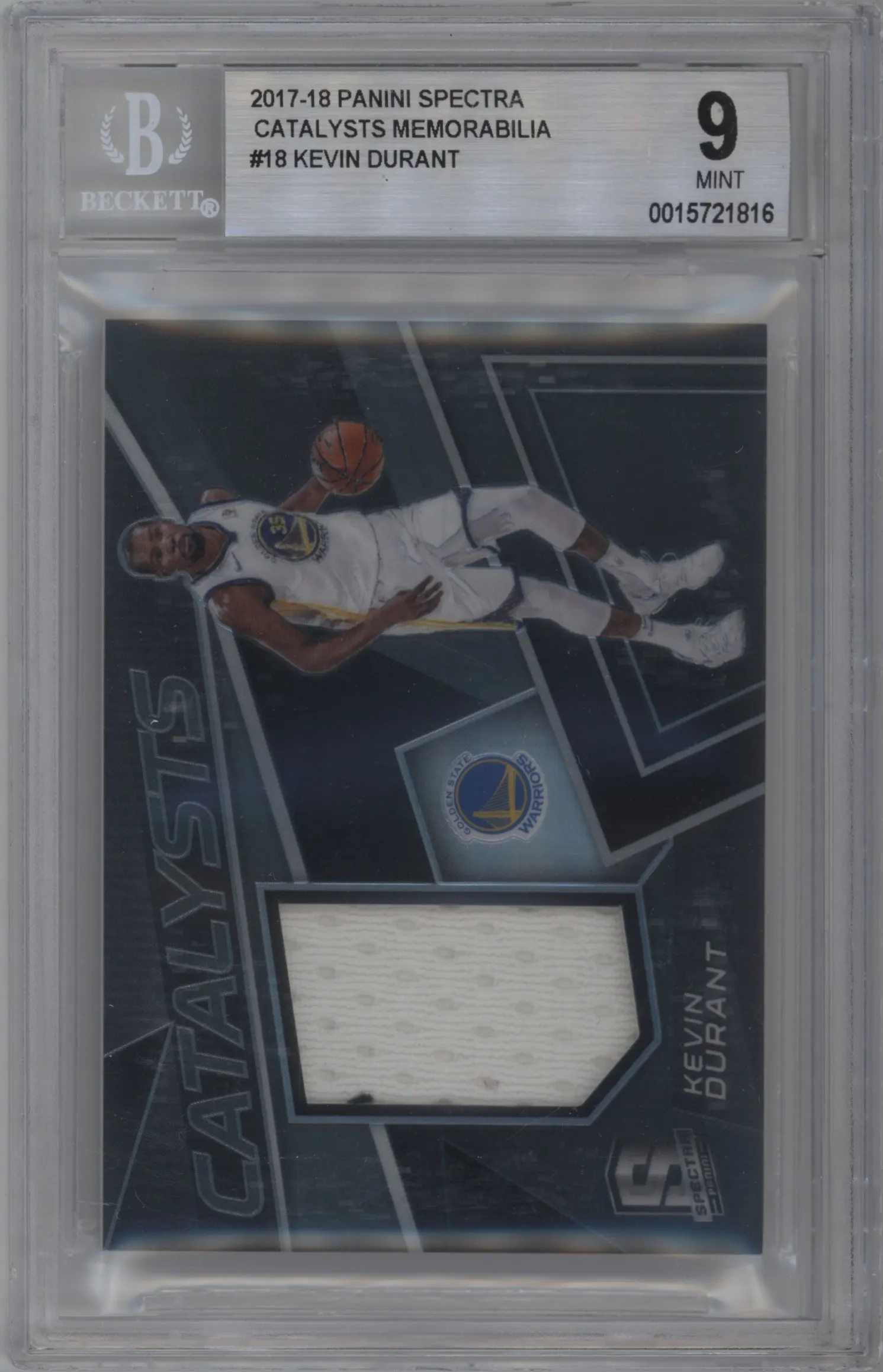 2017 Panini Spectra Catalysts Relic Kevin Durant #CAT-18 BGS 9