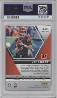 Joe Burrow from the 2020 Panini Mosaic set featuring a Pink Camo parallel graded by PSA and given an overall grade of 10.