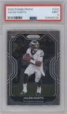 Jalen Hurts from the 2020 Panini Prizm set graded by PSA and given an overall grade of 9.