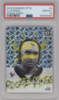 C.J. Stroud from the 2023 Donruss Optic set graded by PSA and given an overall grade of 10.