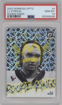 C.J. Stroud from the 2023 Donruss Optic set graded by PSA and given an overall grade of 10.
