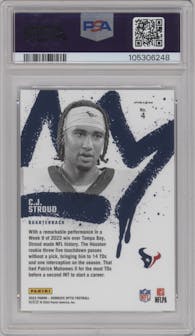 C.J. Stroud from the 2023 Donruss Optic set graded by PSA and given an overall grade of 10.