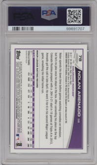 Nolan Arenado from the 2013 Topps Chrome set graded by PSA and given an overall grade of 10.