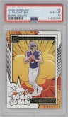 J.J. McCarthy from the 2024 Donruss set graded by PSA and given an overall grade of 10.