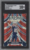 Drake Maye from the 2024 Panini Rookies & Stars set featuring a Red Plaid parallel graded by SGC and given an overall grade of 10.