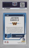Jayden Daniels from the 2024 Donruss set graded by PSA and given an overall grade of 10.