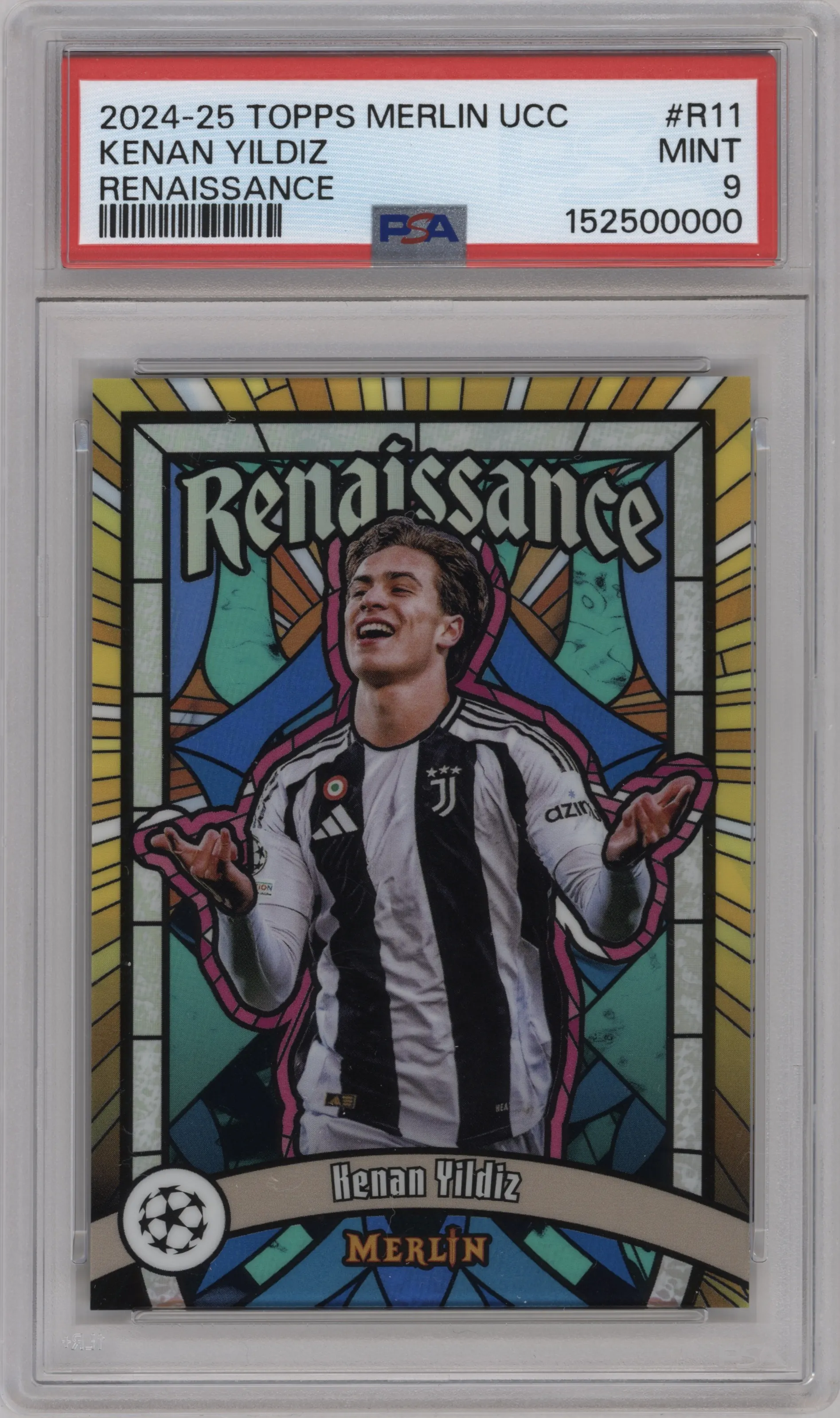 2024 Topps Merlin UEFA Club Competitions Renaissance Kenan Yildiz PSA 9