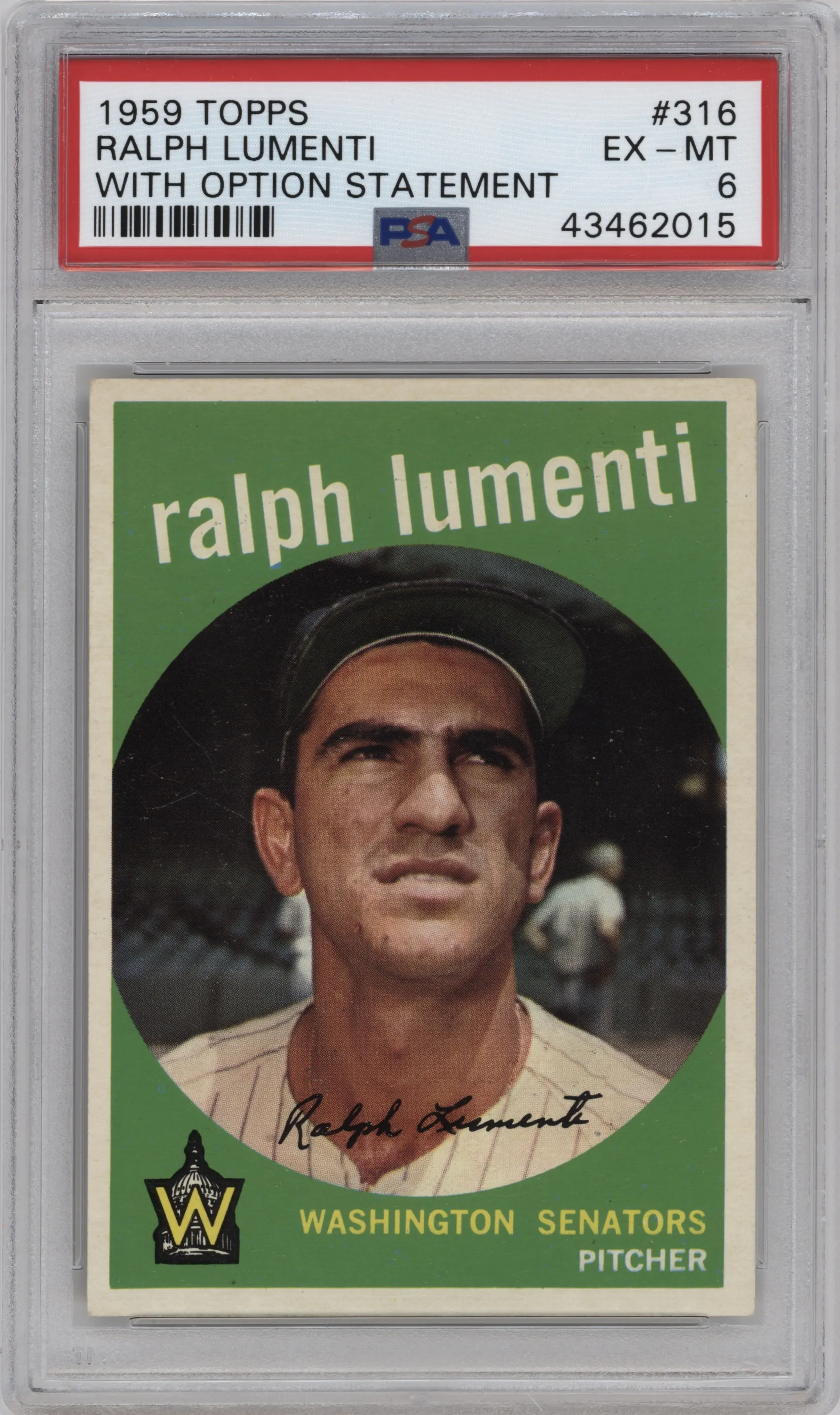 1959 Topps Ralph Lumenti #316 PSA 6
