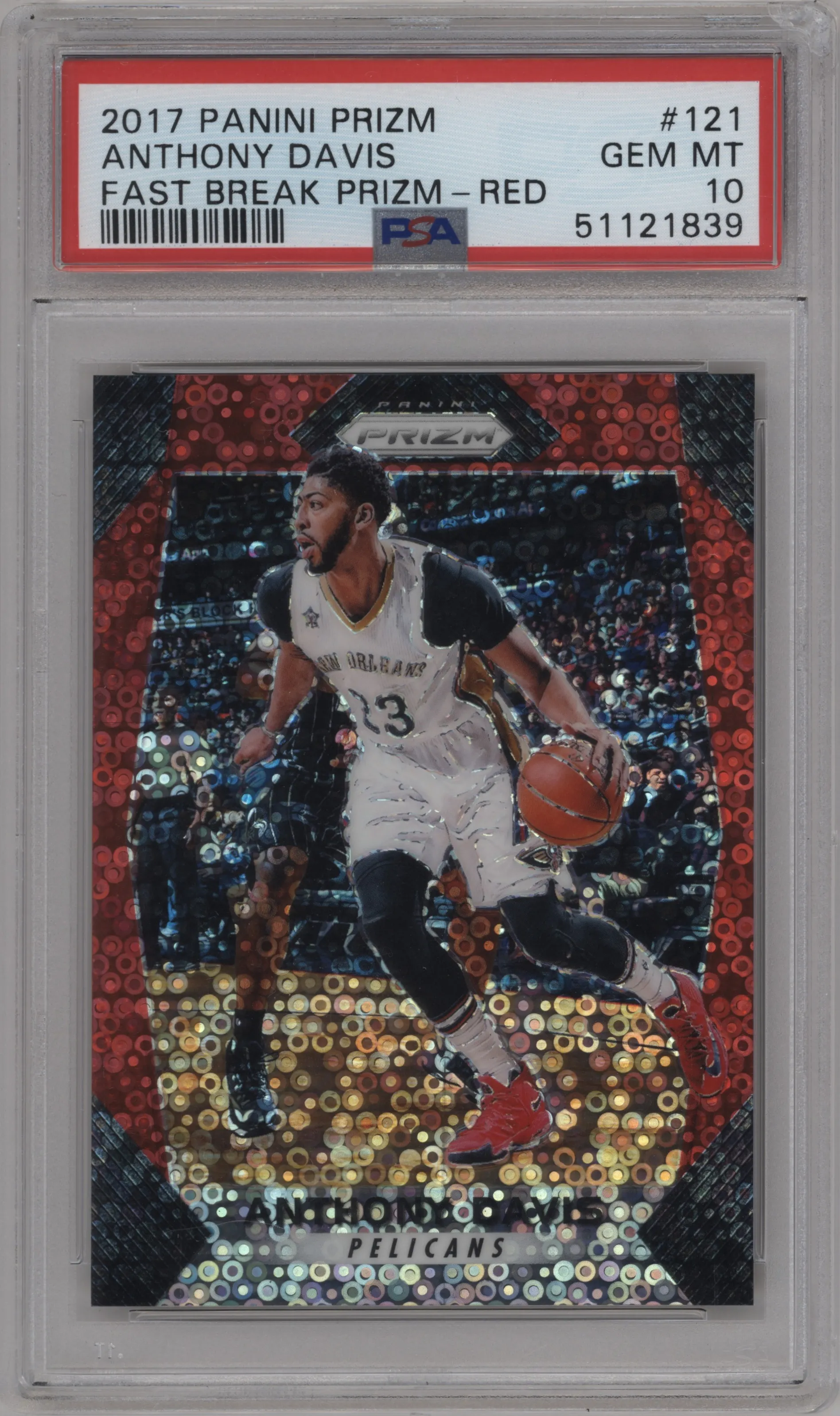 2017 Panini Prizm Anthony Davis Fast Break Red #121 PSA 10