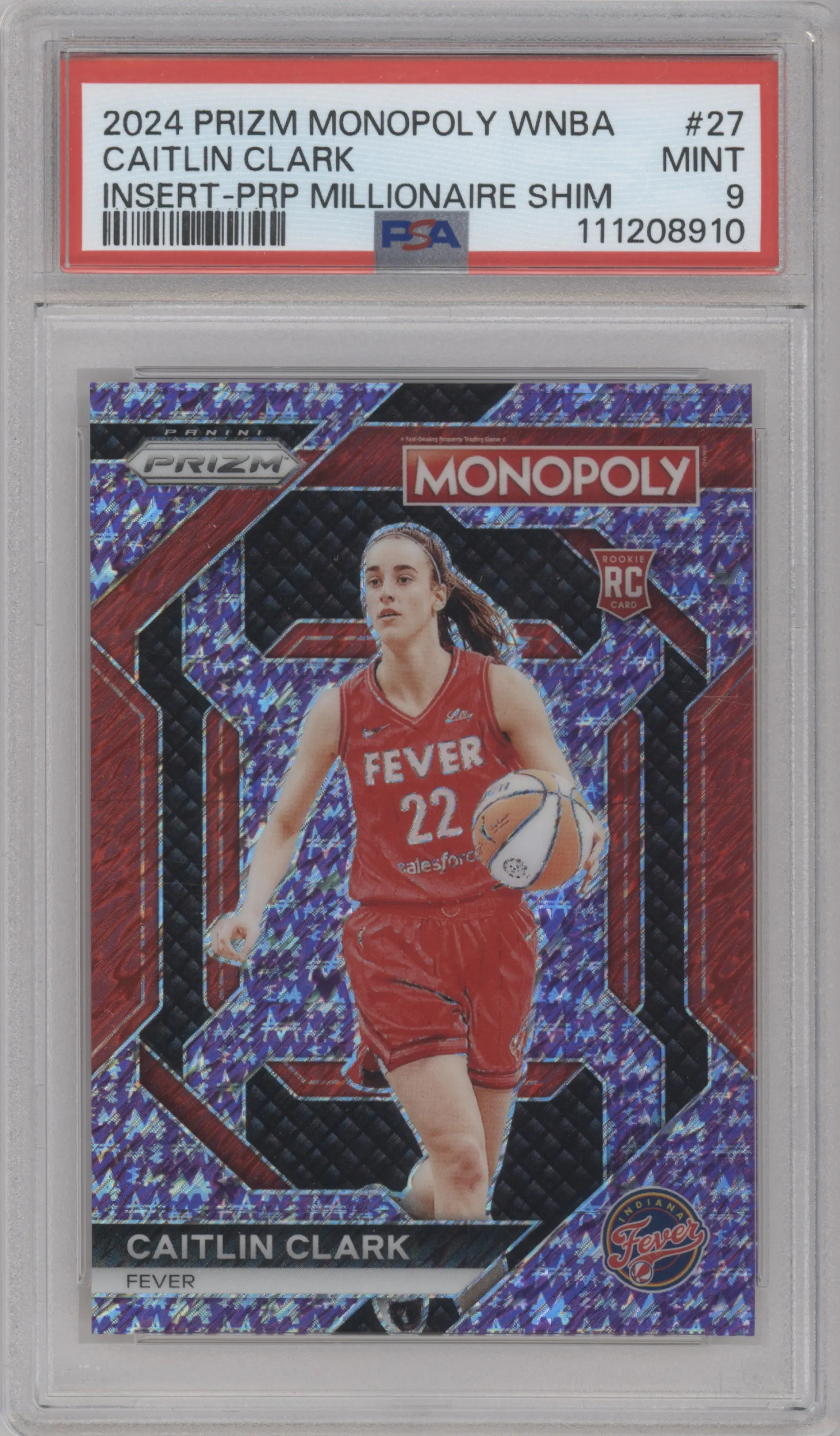 2024 Panini Prizm Monopoly WNBA Caitlin Clark Purple Millionaire Shimmer #WNBA27 PSA 9