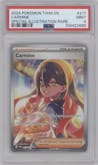Carmine from the 2024 Pokemon SV set graded by PSA and given an overall grade of 9.