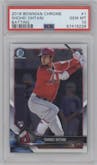 Shohei Ohtani from the 2018 Bowman Chrome set graded by PSA and given an overall grade of 10.