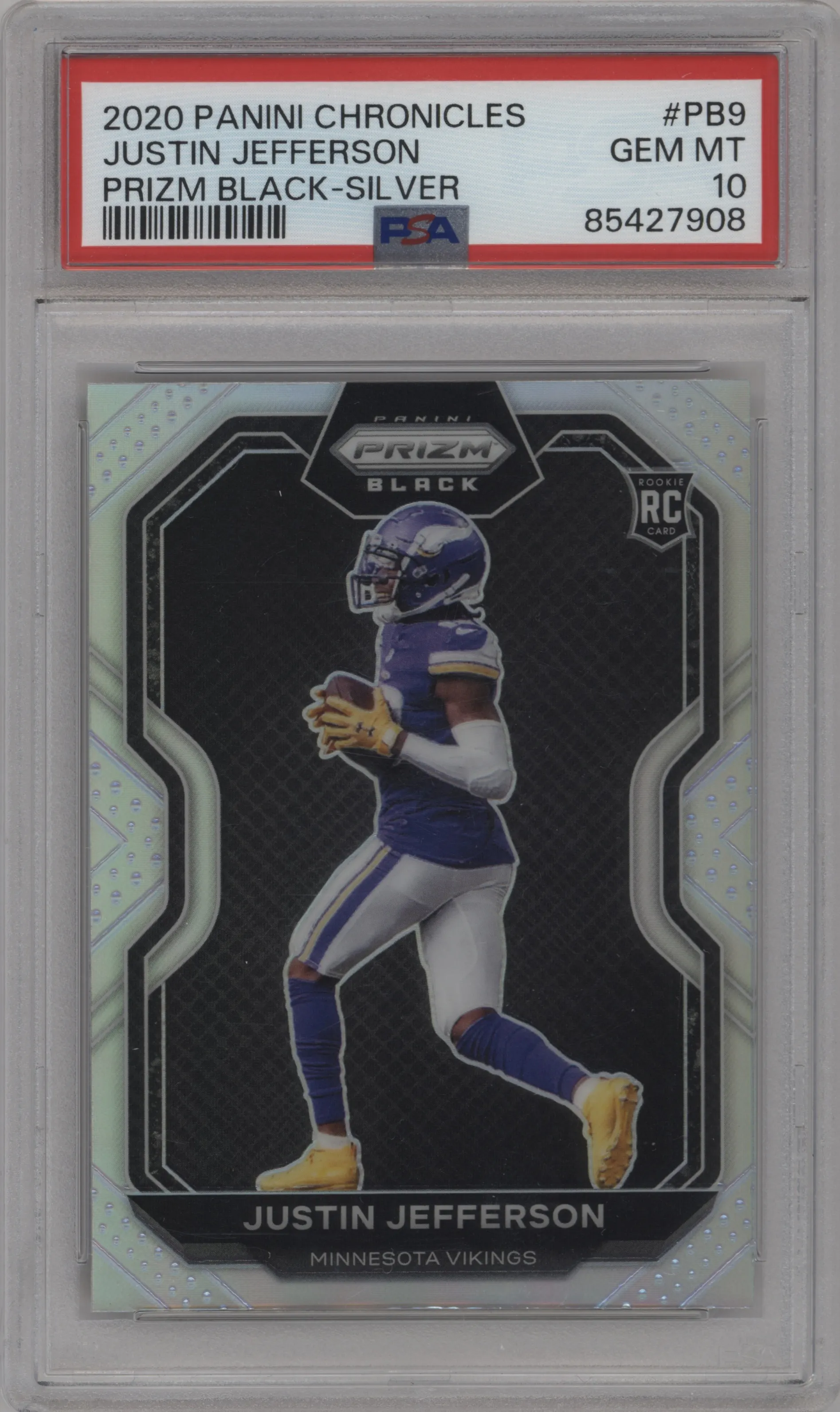 2020 Panini Chronicles Prizm Black Justin Jefferson Silver PSA 10
