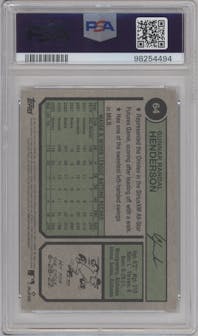 Gunnar Henderson from the 2023 Topps Heritage set graded by PSA and given an overall grade of 10.