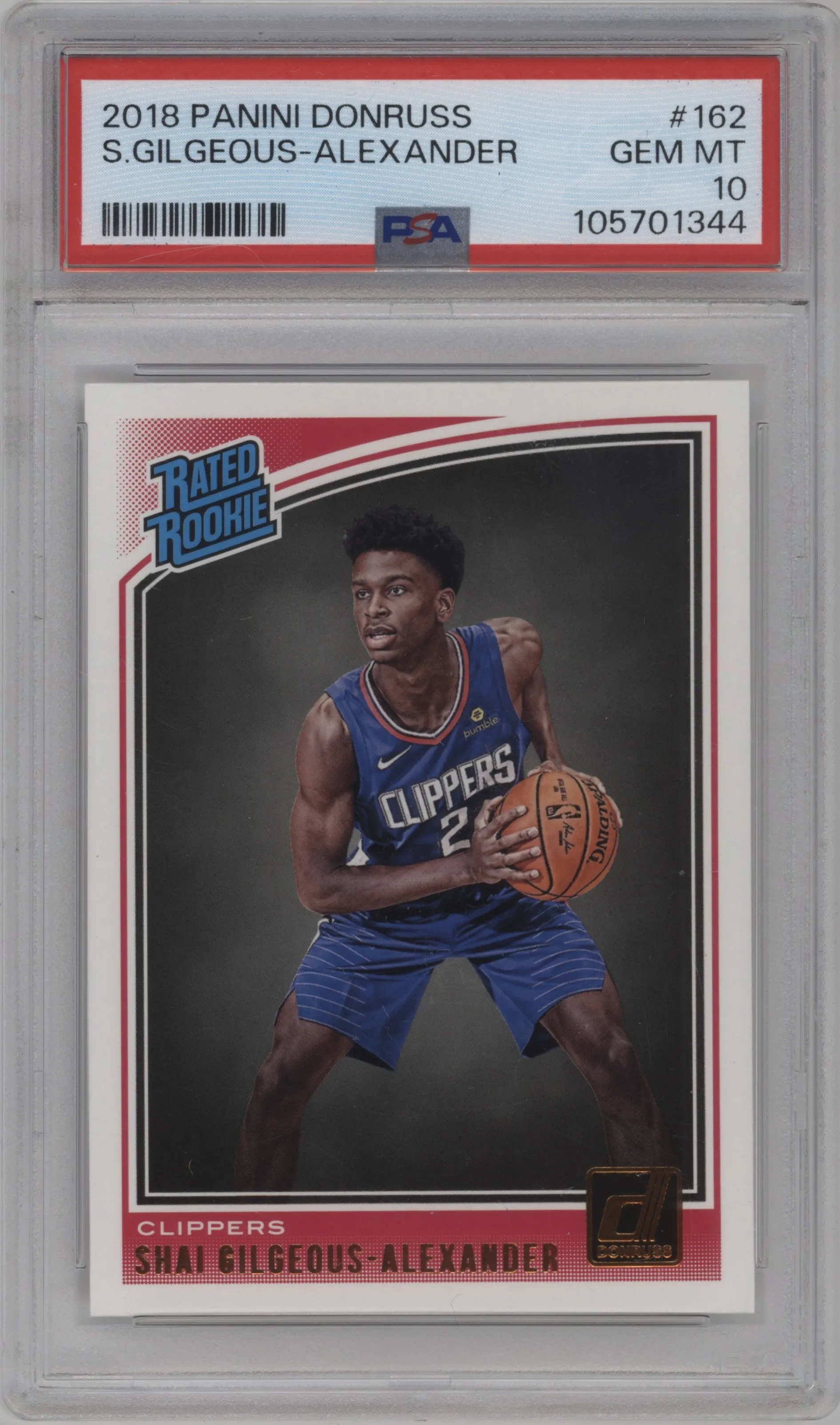 2018 Panini Donruss Rated Rookie Shai Gilgeous-Alexander PSA 10