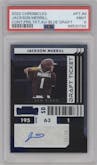 Jackson Merrill from the 2022 Panini Chronicles set featuring a Blue Draft parallel graded by PSA and given an overall grade of 9.