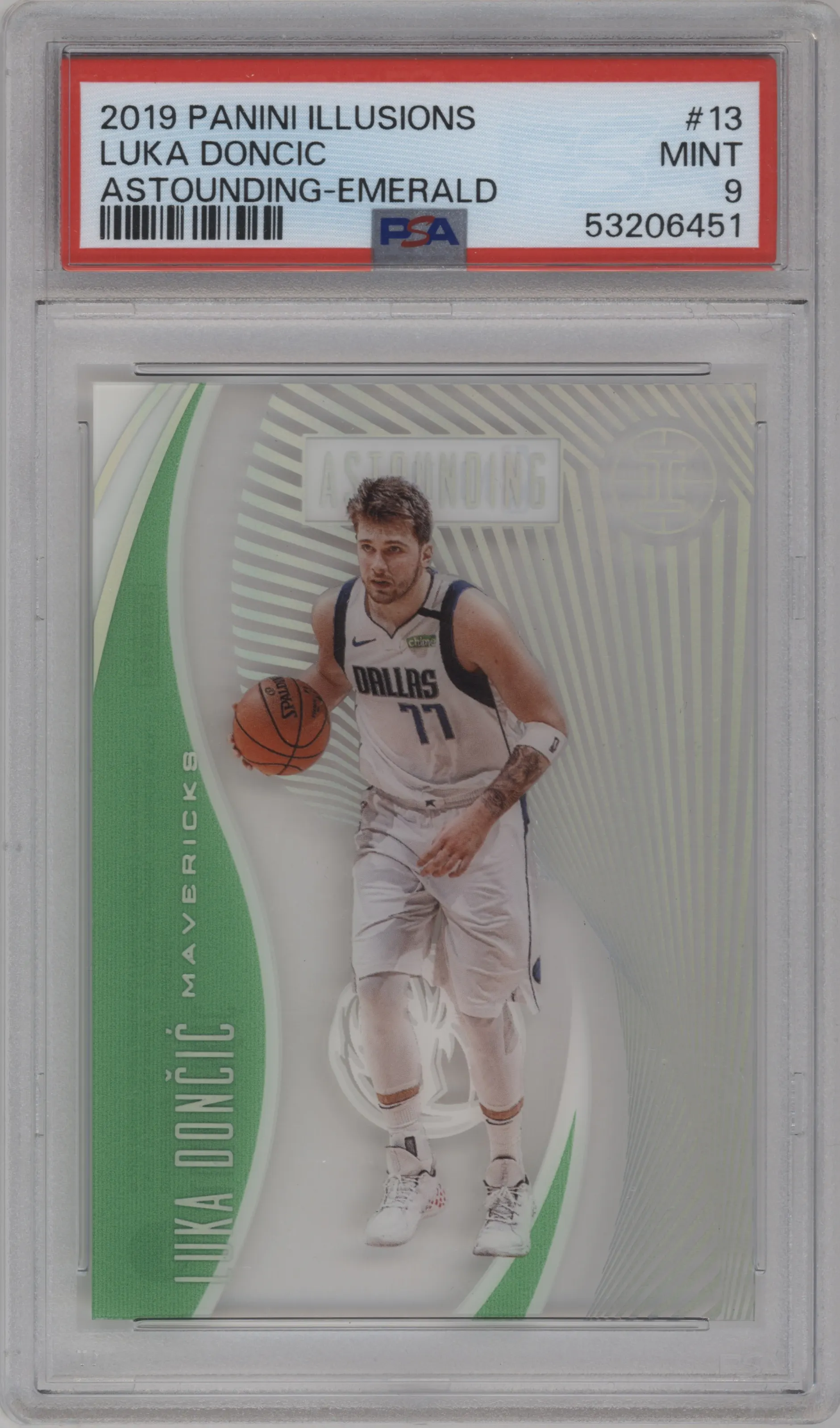 2019 Panini Illusions Astounding Luka Doncic Emerald PSA 9