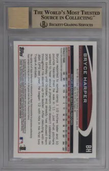 Bryce Harper from the 2012 Topps Chrome set graded by Beckett and given an overall grade of 9.5.