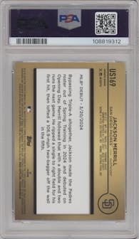 Jackson Merrill from the 2024 Topps Update set graded by PSA and given an overall grade of 9.
