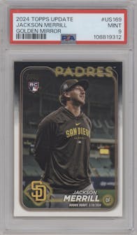 Jackson Merrill from the 2024 Topps Update set graded by PSA and given an overall grade of 9.