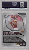 Jayden Daniels from the 2024 Panini Prizm set featuring a Green Ice parallel graded by PSA and given an overall grade of 10.