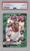 Jayden Daniels from the 2024 Panini Prizm set featuring a Green Ice parallel graded by PSA and given an overall grade of 10.