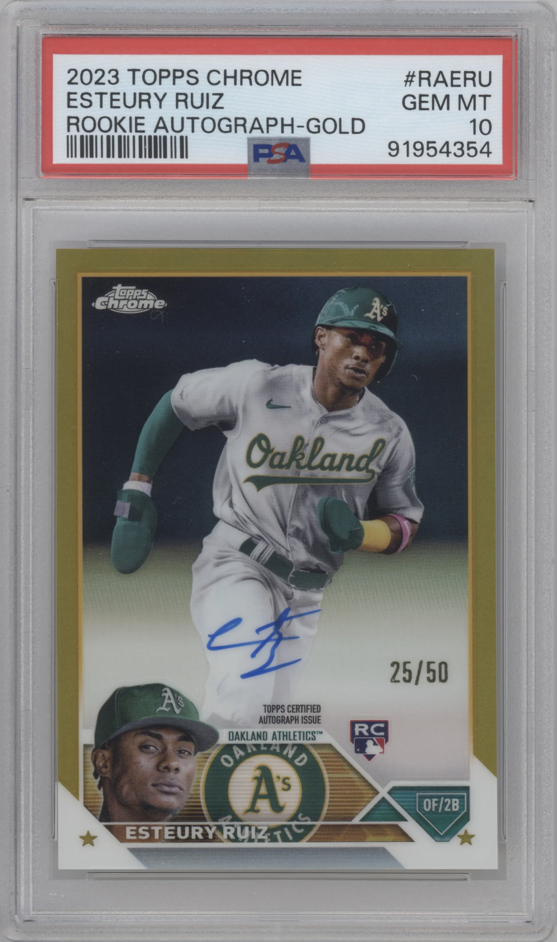 2023 Topps Chrome Rke.Auto Esteury Ruiz Gold Refractor PSA 10