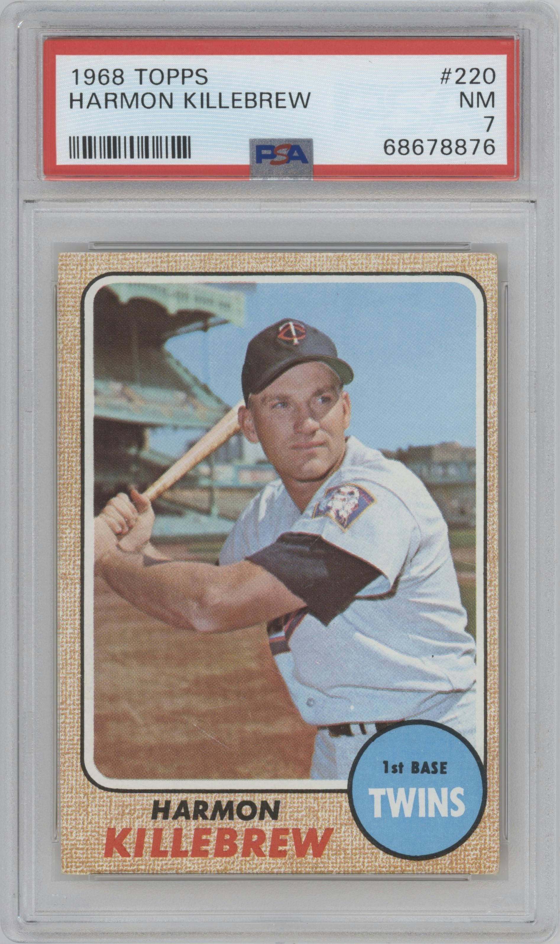 Harmon Killebrew from the 1968 Topps set graded by PSA and given an overall grade of 7.