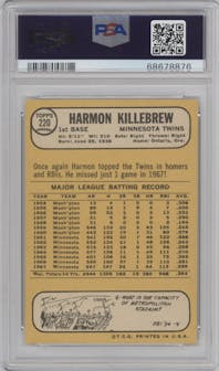 Harmon Killebrew from the 1968 Topps set graded by PSA and given an overall grade of 7.