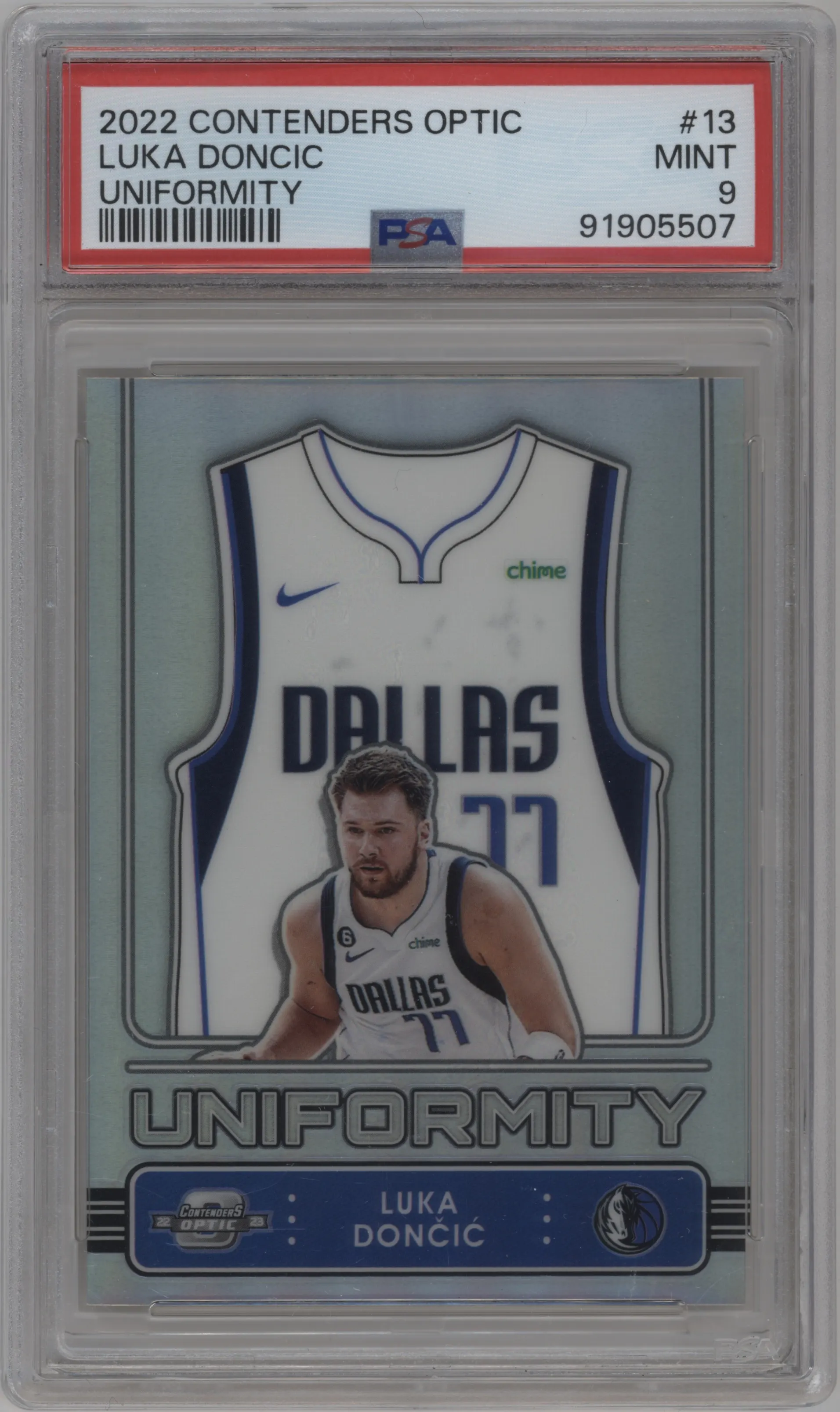 2022 Panini Contenders Optic Uniformity Luka Doncic #13 PSA 9