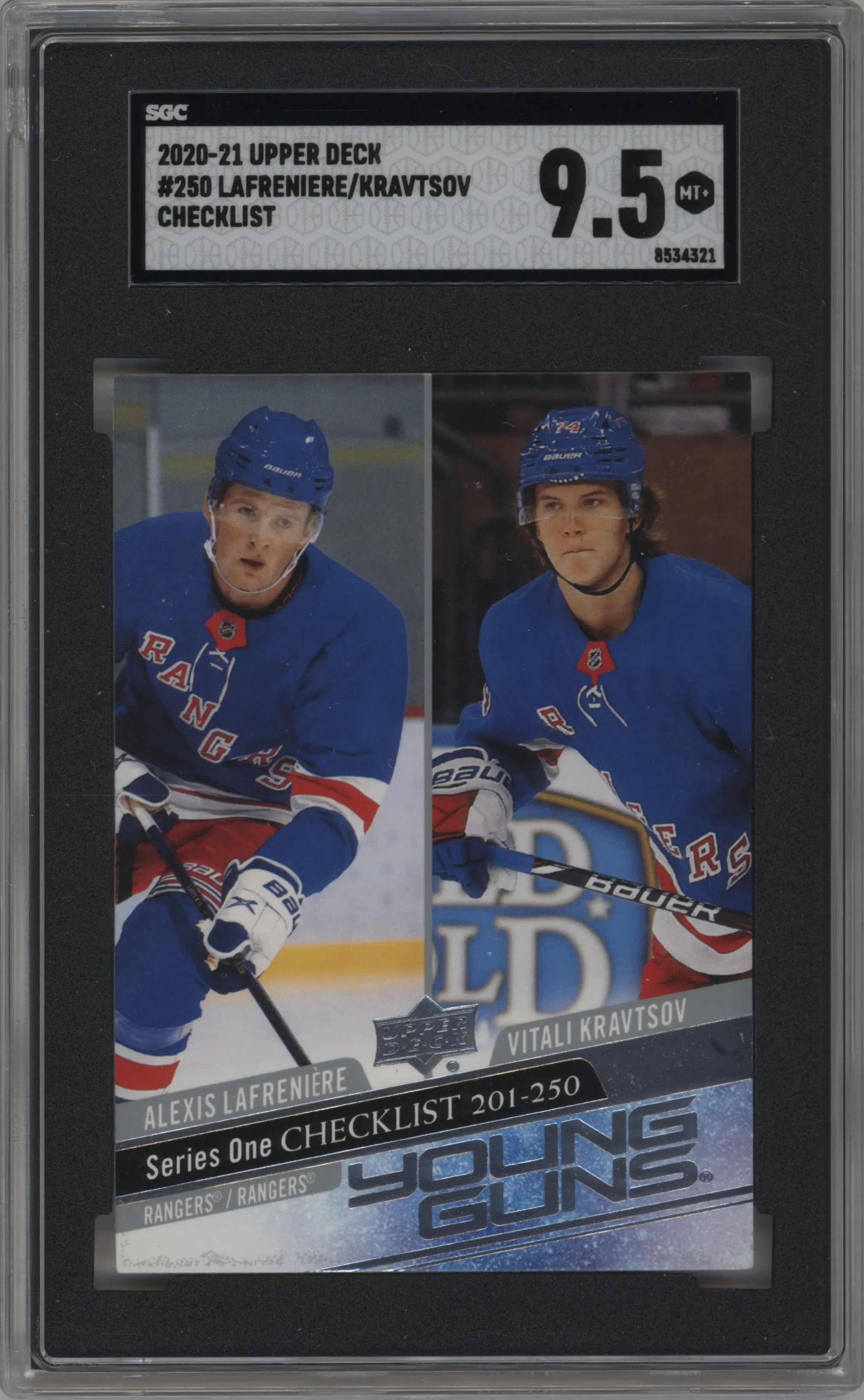 2020 Upper Deck Series 1 Young Guns Alexis Lafreniere/Vitali Kravtsov SGC 9.5