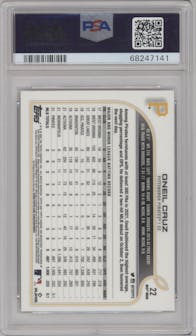 Oneil Cruz from the 2022 Topps Chrome Logofractor set graded by PSA and given an overall grade of 10.