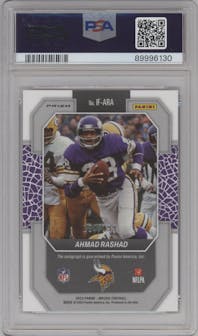 Ahmad Rashad from the 2023 Panini Mosaic set featuring a Red parallel graded by PSA and given an overall grade of 10.
