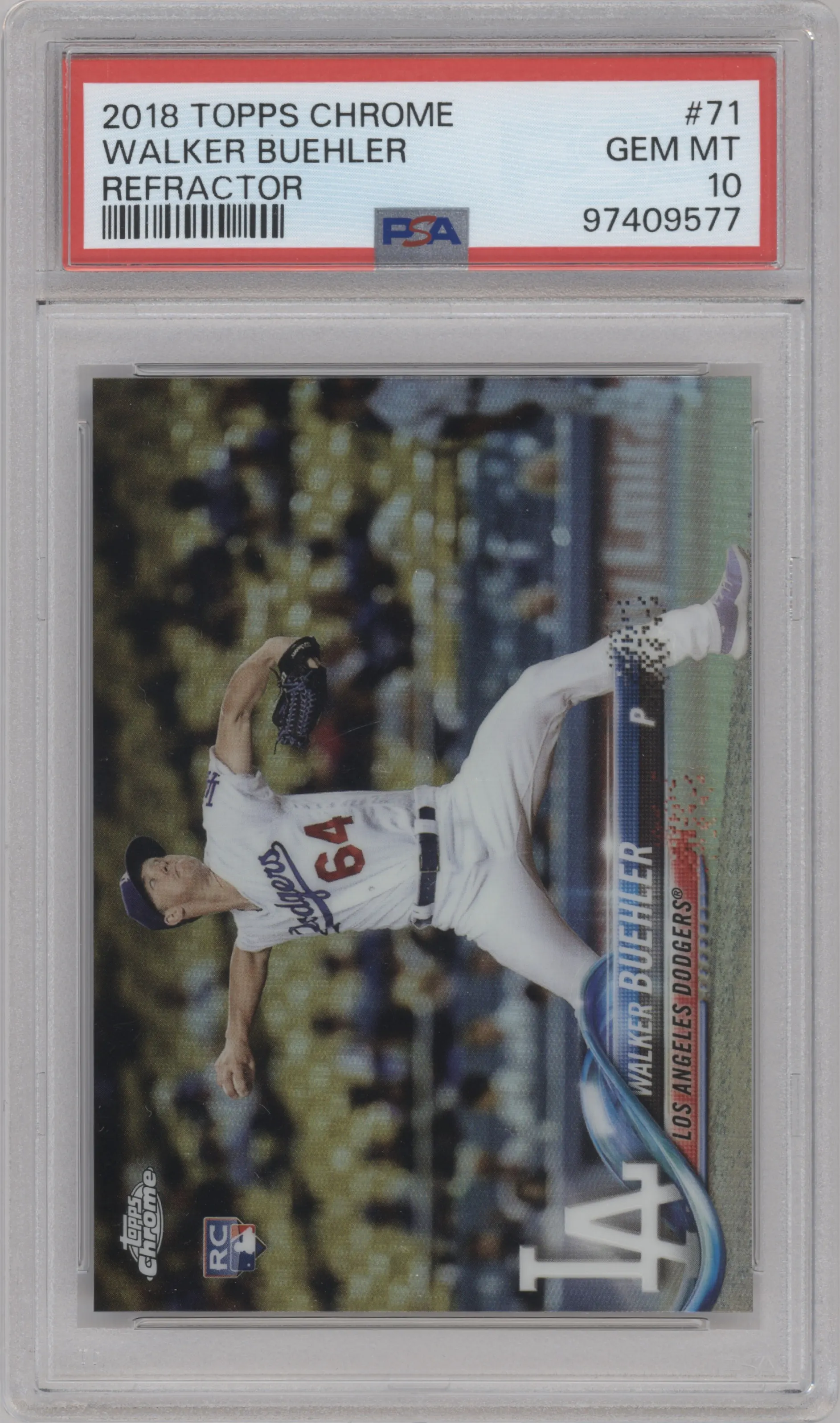 2018 Topps Chrome Walker Buehler Refractor PSA 10