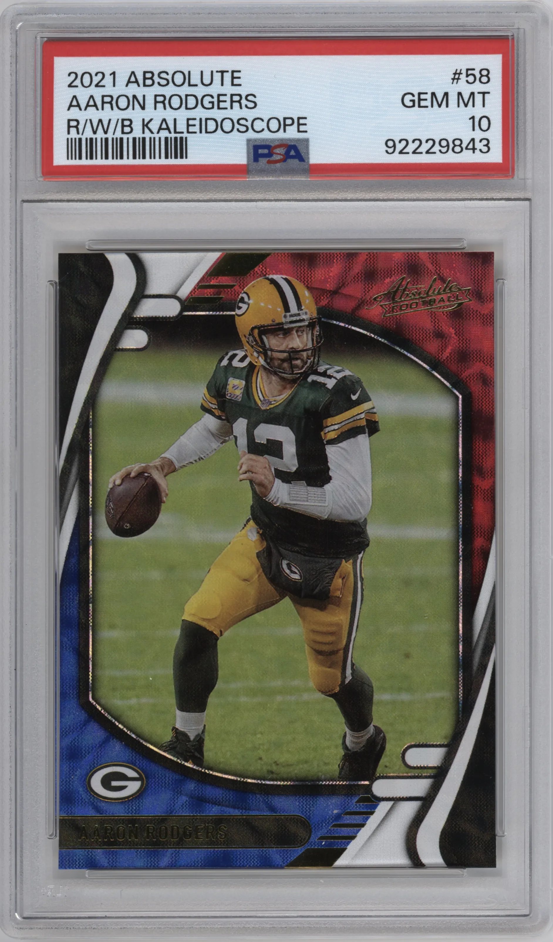 2021 Panini Absolute Aaron Rodgers RWB Kaleidoscope #58 PSA 10
