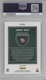 Jerry Rice from the 2021 Panini Donruss Optic set graded by PSA and given an overall grade of 9.